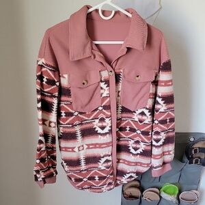 SHEIN Pink and Brown Patterned Jacket